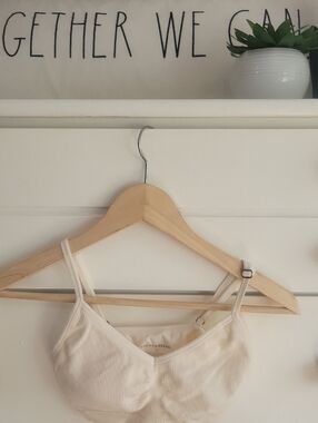Undercover Minimalist Moment - Luck Brand Cream Ribbed Bralette Top